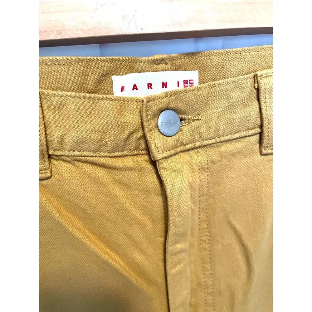 Marni x Uniqlo Wide Leg Pants Mustard Yellow 27x31 Oversized Contemporary Artsy - Picture 4 of 8